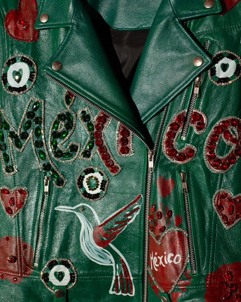 Chaqueta de Cuero Mexicana Verde