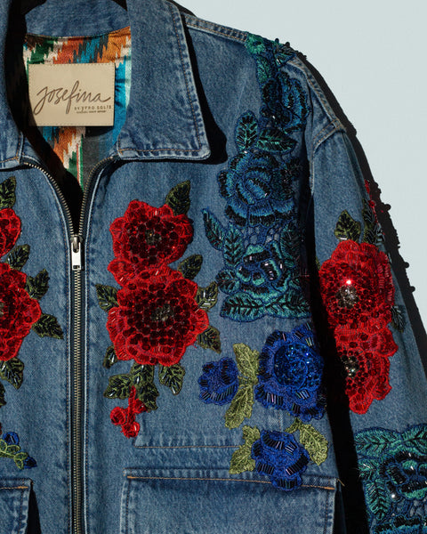 Chaqueta Denim Rosas y Corazon