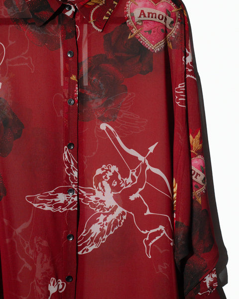 Camisera chiffon  querubines y corazones