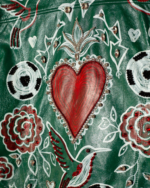 Chaqueta de Cuero Mexicana Verde