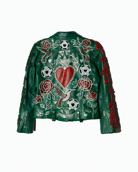 Chaqueta de Cuero Mexicana Verde