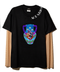 T shirt negra Acuario con mangas de mesh bordadas