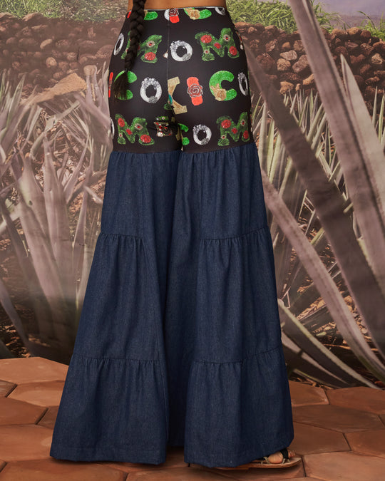 Pantalón México con denim en paneles