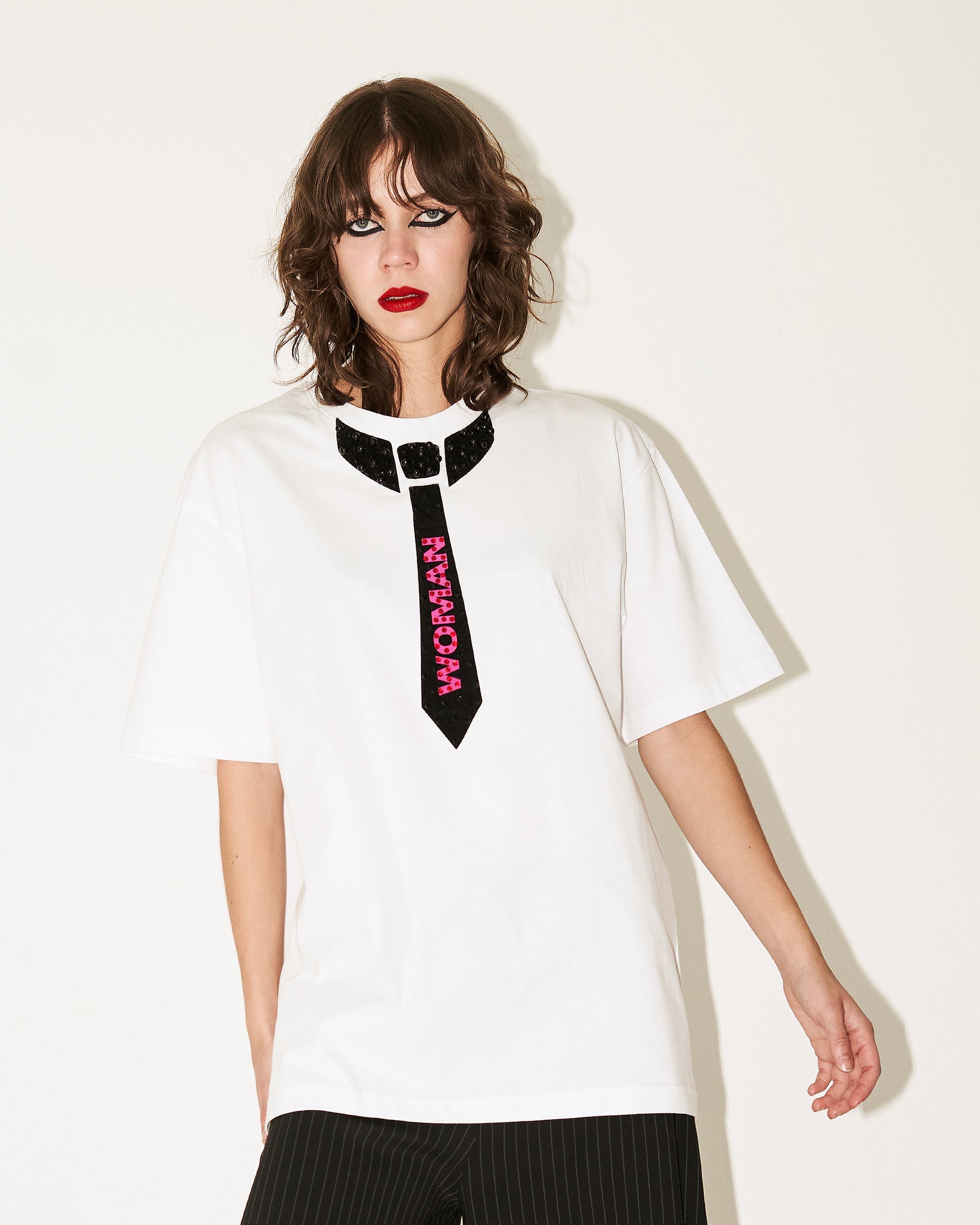 T shirt blanca Corbata Woman