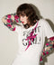 T shirt blanca con mangas de encaje Fight like a girl