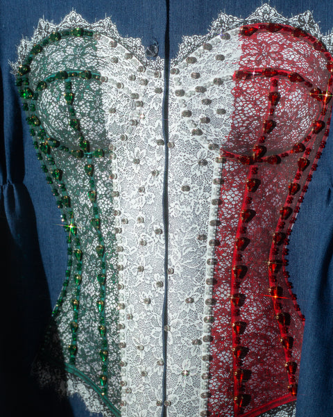 Camisa mezclilla estilo corset bordado