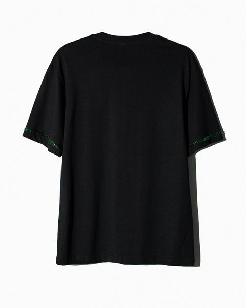T- shirt negra ¿Y si sí? con corazones