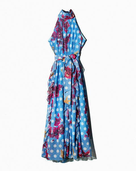 Maxi dress polka dots y bugambilias
