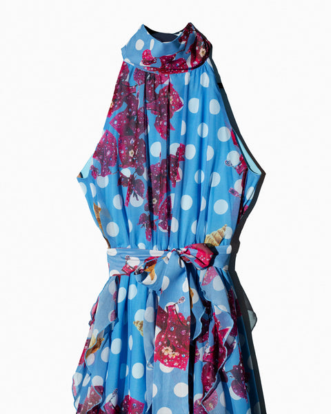 Maxi dress polka dots y bugambilias