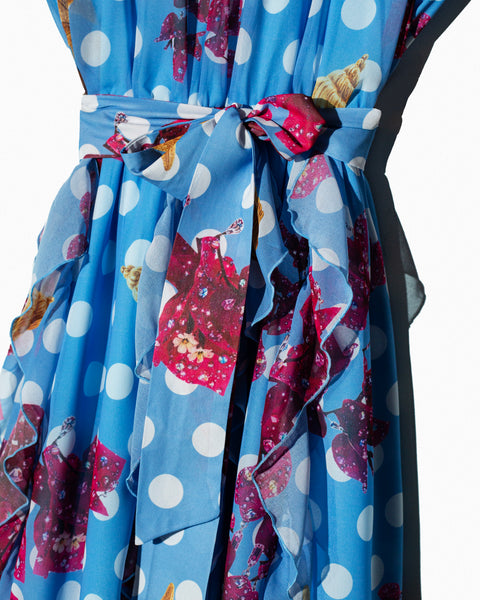 Maxi dress polka dots y bugambilias
