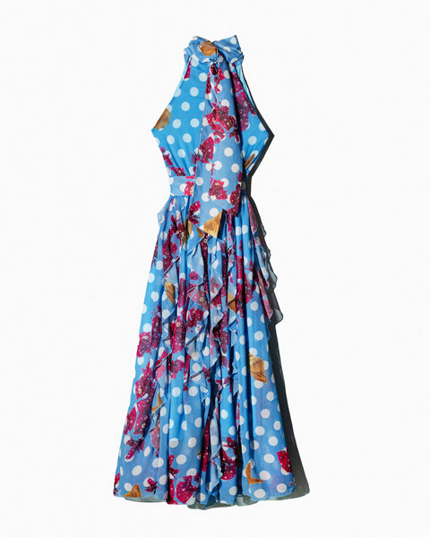 Maxi dress polka dots y bugambilias