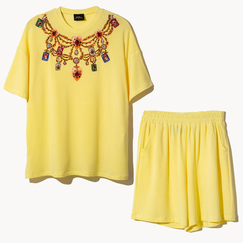 Coordinado amarillo collar escapularios
