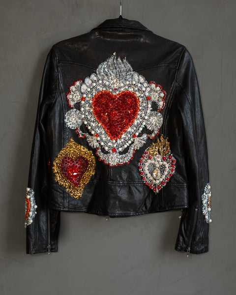 Biker pintada a mano corazones