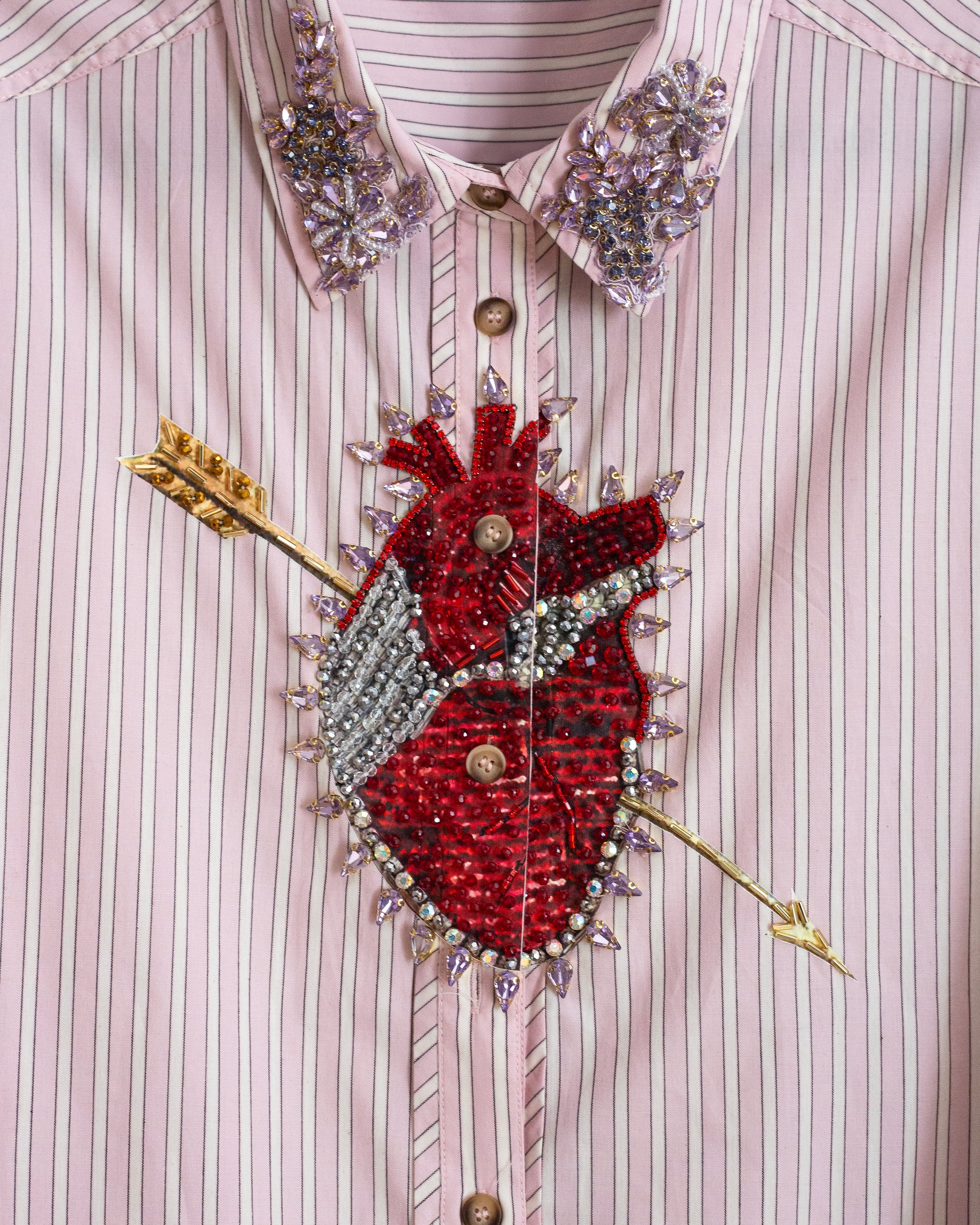 Camisera rayas rosa corazón