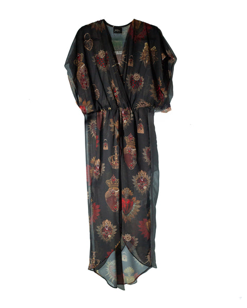 Vestido/Kimono Negro Sagrado Corazónes Cristales