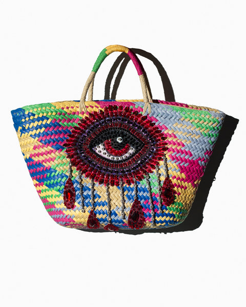 Bolso Artesanal Aplicación Ojo Pedrería