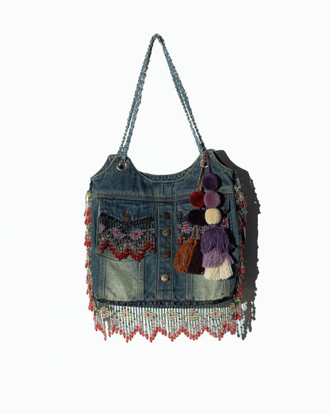 Bolsa Denim Flecos Pedreria