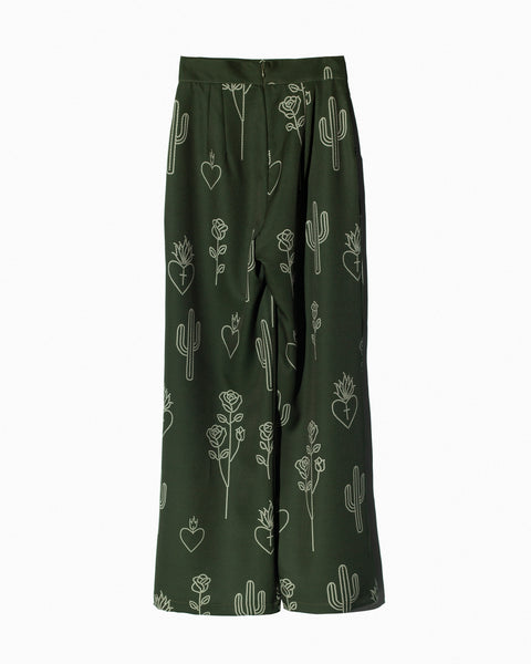 Pantalón Verde Estampado Cactus y Corazones