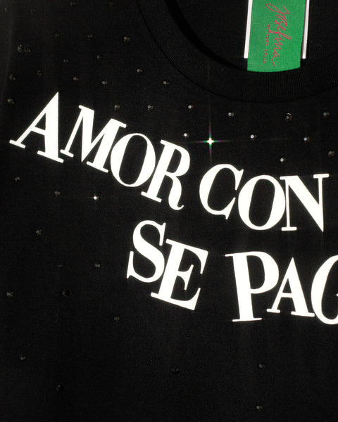T shirt negra con cristales Amor con amor