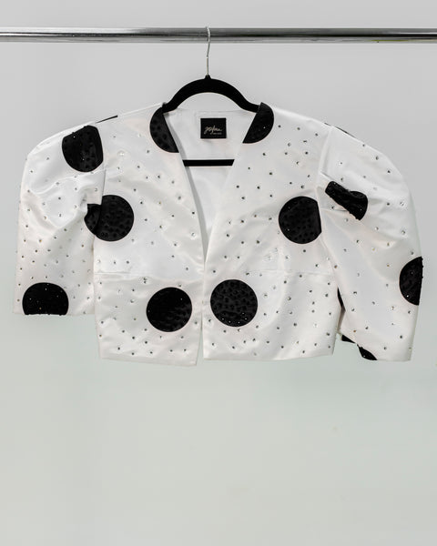 Croped blazer manga cota polkadot