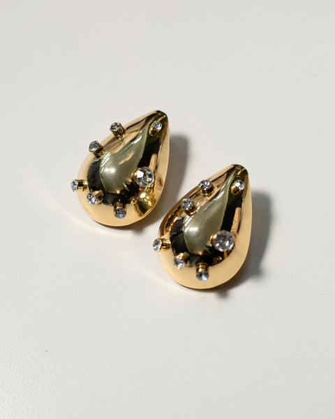 Arete gota dorado con cristales