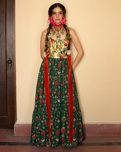 Vestido maxi bordado mexicano