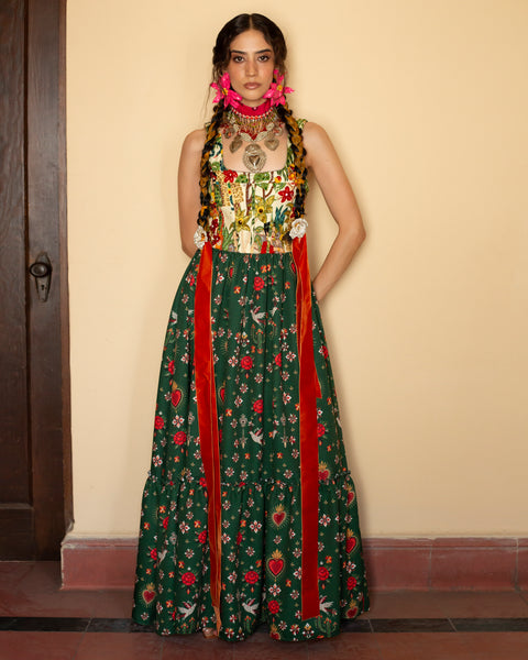 Vestido maxi bordado mexicano