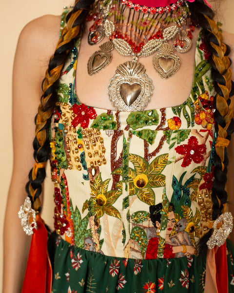 Vestido maxi bordado mexicano