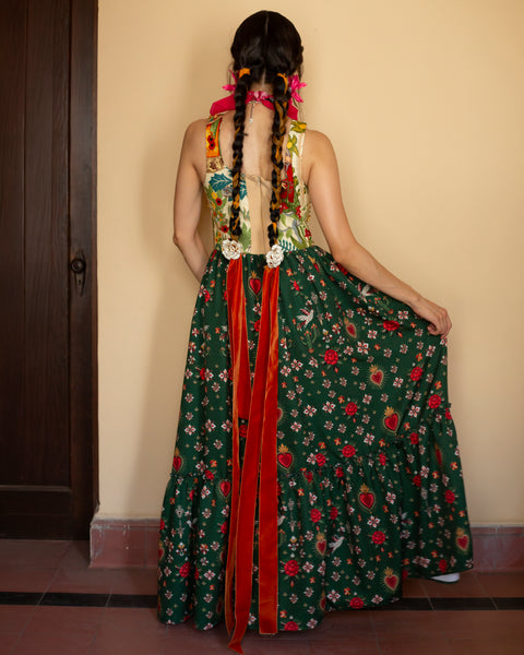 Vestido maxi bordado mexicano