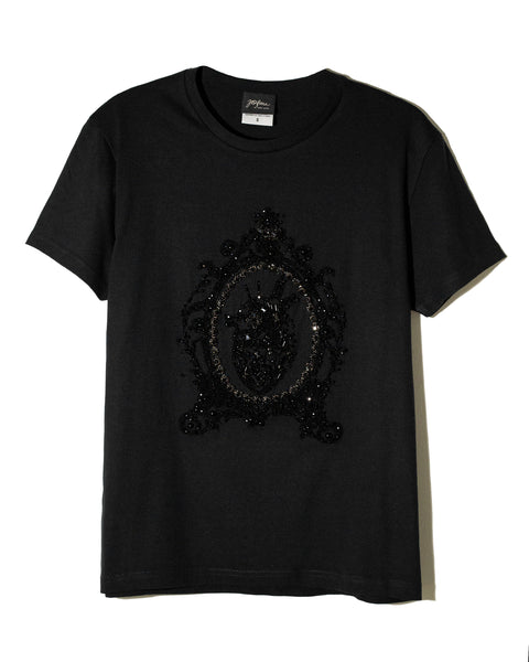 Black t shirt Medallón con cristales