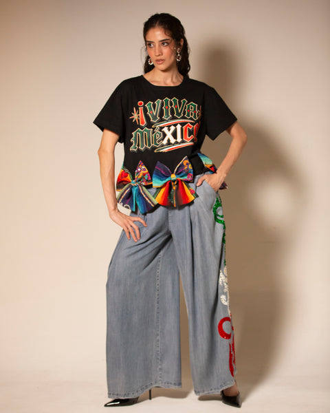 T-shirt Viva México con moños