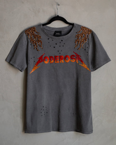 Ripped tee Poderosa con llamas