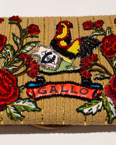 Cartera Decorada flores y gallo