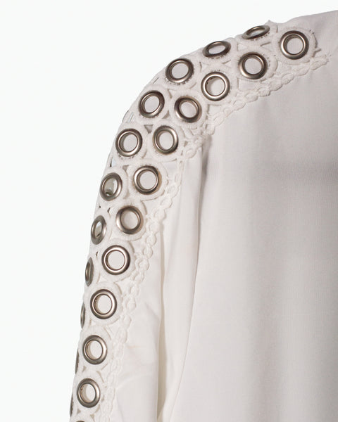 Camisera blanca con Ojillos en manga