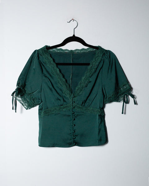 Top tipo lencería verde