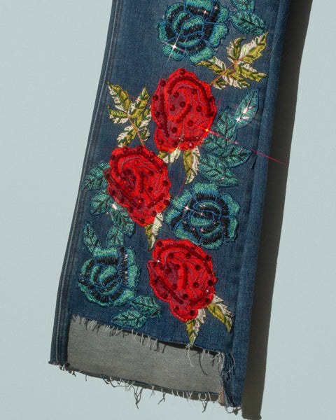 Denim Jeans con Rosas