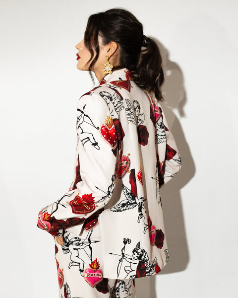 Tailored blazer beige Querubines y corazones