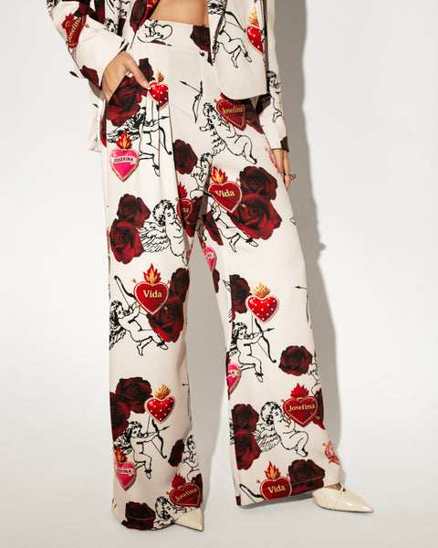 Tailored pants beige querubines y corazones