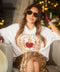 T shirt blanca medallón bordado