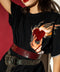 T shirt negra Corazón en flamas