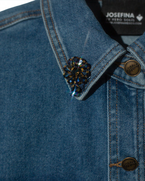 Camisa Denim Plumas Azules