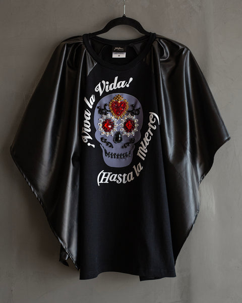 Blusa con mangas de polipiel "Viva la vida"