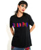 T SHIRT NEGRA ZARAPE POP CON CRISTALES