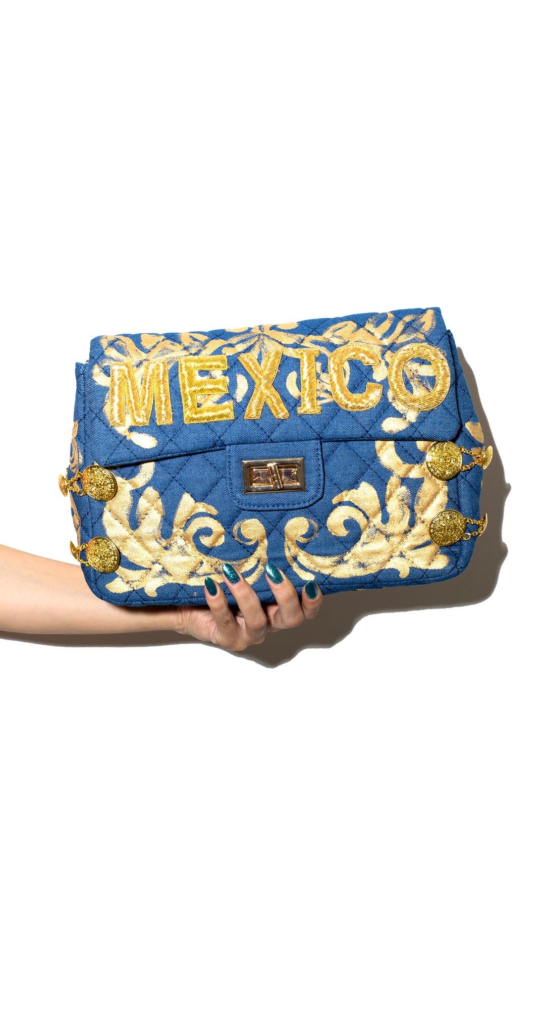 QUILTED DENIM CLUTCH MEXICO