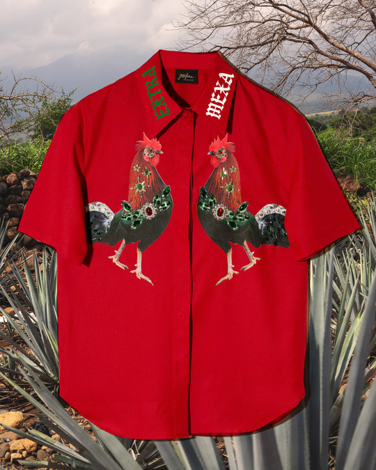 Camisera roja gallos Extra Mexa