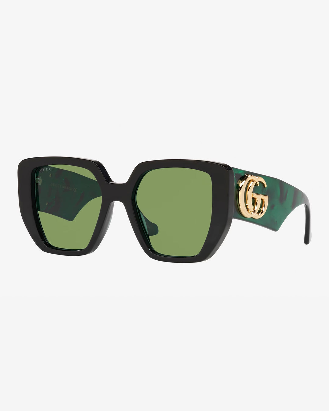 GUCCI OVERSIZED BLACK AND GREEN SUNGLASSES WITH MAXI LOGO