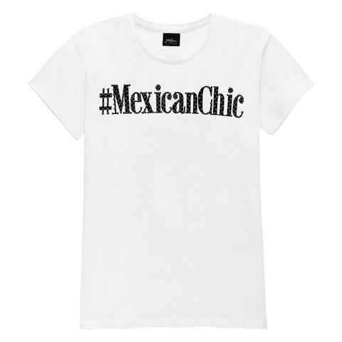 Tee blanca #MEXICANCHIC con cristales