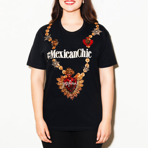 T shirt negra collar #MexicanChic