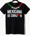 Tee negra mexicana de corazón collar tricolor