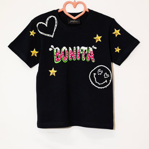 T shirt negra bonita kids